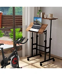 Gouun Height-adjustable Mobile Standing Desk with Split Top and Adjustable Angle