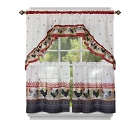 Kate Aurora Old Country Rooster Cottage Kitchen Curtain Tier & Swag Set