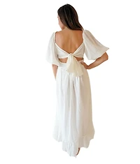 Paneros Clothing Women's Cotton Ankle Length Willow Dress White