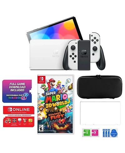 Switch Oled MarioKart 8 Bundle with Accessories & Browser's Fury