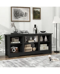 Gouun Tv Stand for up to 65 Inch Flat Screen TVs with Adjustable Shelves for 18 Inch Electric Fireplace (Not Included
