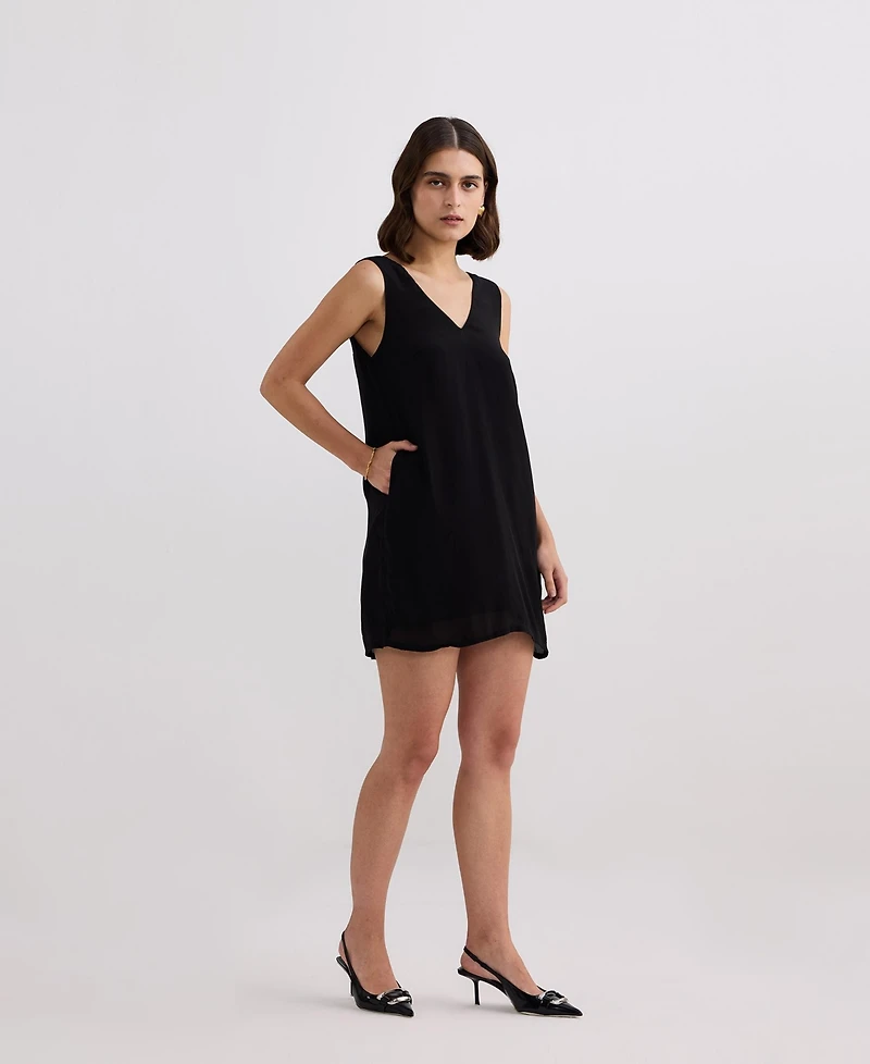 Reistor Women's Midnight Muse V-neck Short Dress Black