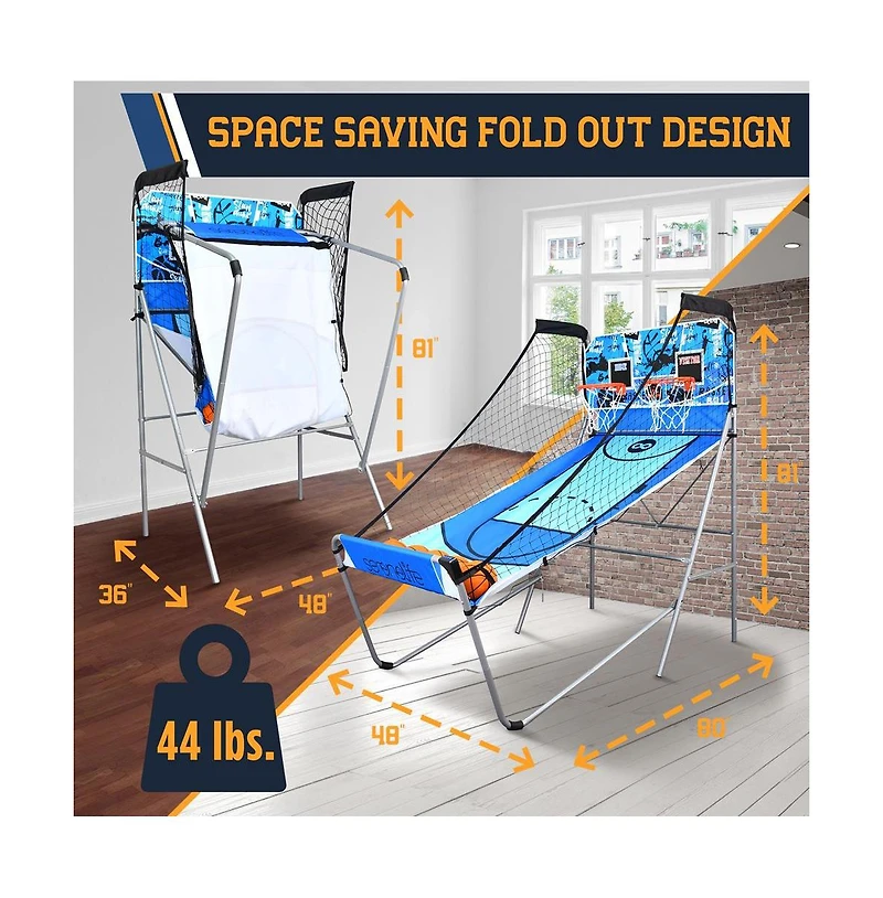 SereneLife Dual Shot Basketball Arcade Game with Led Scoreboard, Indoor/Outdoor