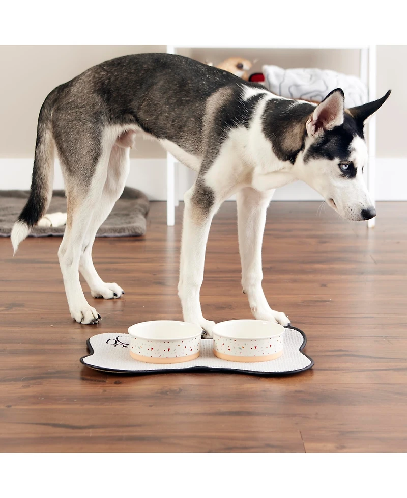 Bone Dry Terrazzo Pet Bowl Set/2