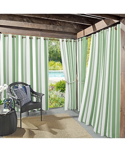 Valencia Cabana Stripe Indoor/Outdoor Uv Protectant Room Darkening Grommet Curtain Panel