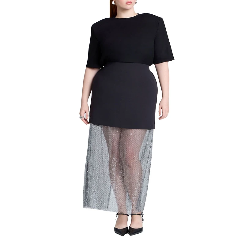 Eloquii Women's Sparkly Twofer Skirt
