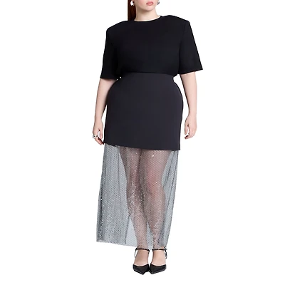 Eloquii Women's Sparkly Twofer Skirt