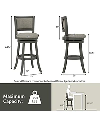 Gouun Swivel Bar Stools Set of 2 with Soft-padded Back and Seat-l