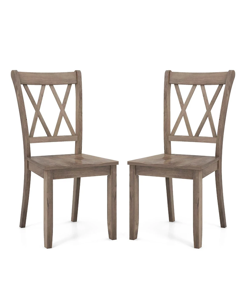 Gouun Set of 2 Wooden Dining Chairs Mid Century Farmhouse Retro Kitchen Chairs