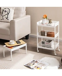 Gouun 4 Tier Utility Rolling Cart with Detachable Tray Top and Locking Wheels-4-Tier