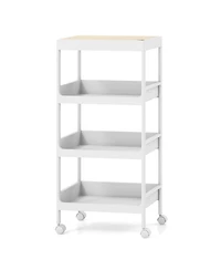 Gouun 4 Tier Utility Rolling Cart with Detachable Tray Top and Locking Wheels-4-Tier