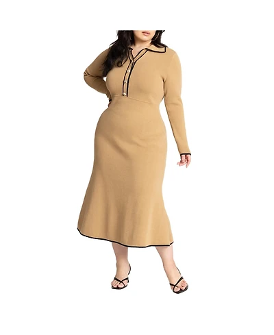 Eloquii Women's Plus Size Ribbed Sweater Dress With Collar
