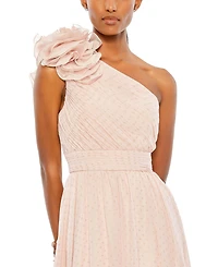 Women's Polka Dot Ruffled One Shoulder Gown