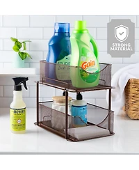 Sorbus 2 Pack 2 Tier Baskets with Mesh Sliding Drawers - Ideal Cabinet, Under the Sink, etc - Great for Bathroom, Kitchen, Office