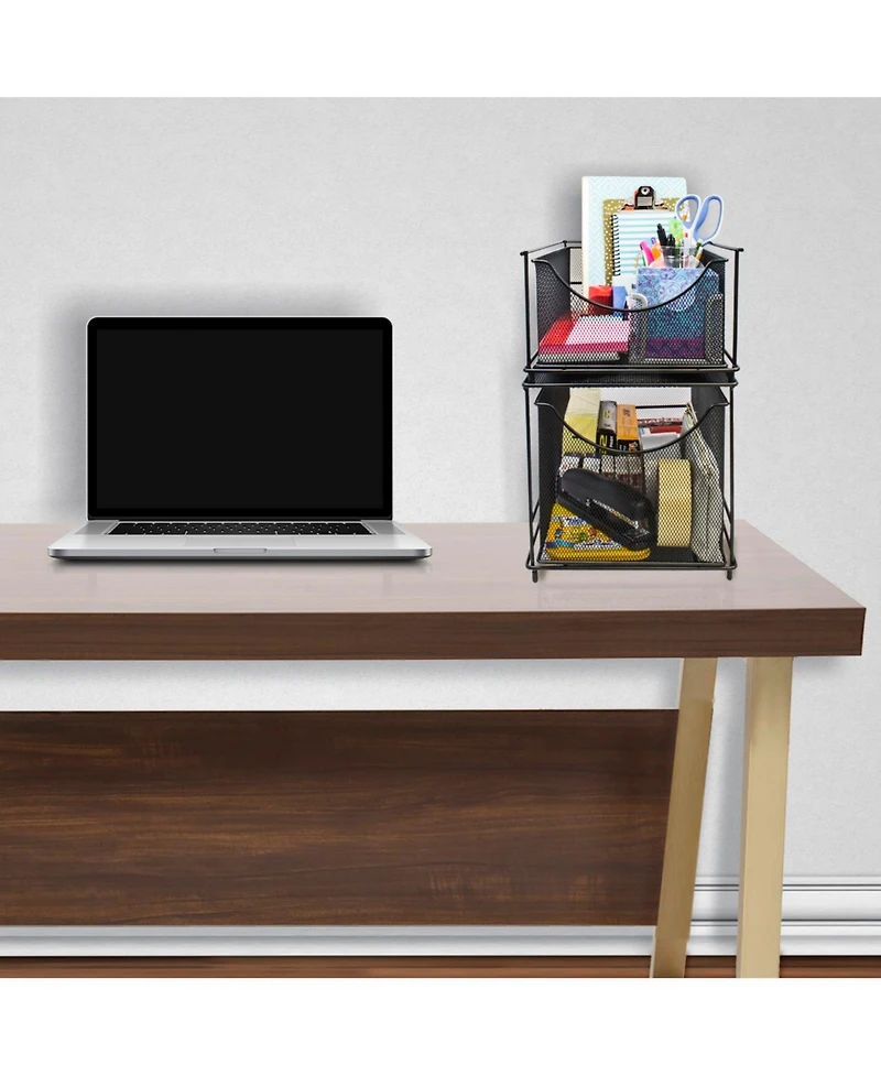 Sorbus Metal Mesh Cabinet Organizer with Pull-Out Drawers - Ideal for Countertop, Cabinet, Pantry, Under the Sink