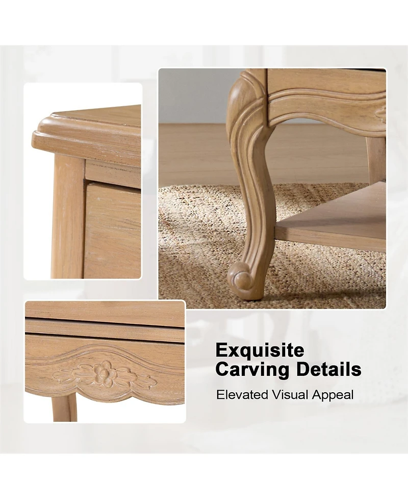 Hulala Home Penny Traditional Nightstand with Solid Wood Legs