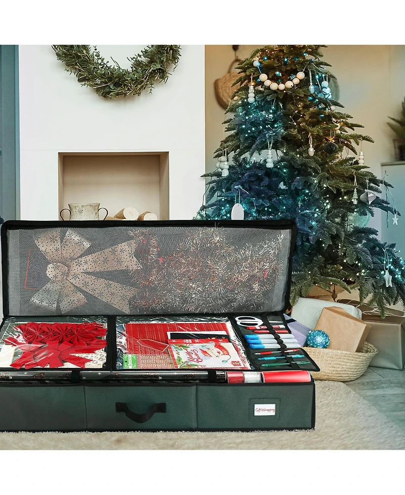 Premium Holiday Gift Wrapping Paper & Accessories Storage Organizer Box - Large