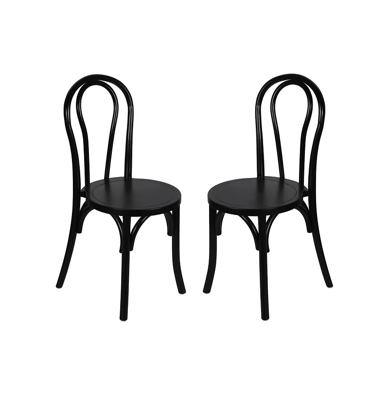 Merrick Lane Lowry Set Of 2 Thonet Style Stackable Solid Wood Dining Chairs
