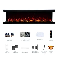 Mondawe 70"Tv Stand with 36"Electric Fireplace With Remote Control and Metal Feet/Side Cabinet,White