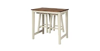 Small Space Counter Height Table Set – 3-Piece Bar Table with 2 Backless Stools, Rustic Farmhouse Style