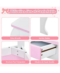 Gouun Kids Vanity Set with Mirror, Drawer, and Chair for Makeup and Dressing