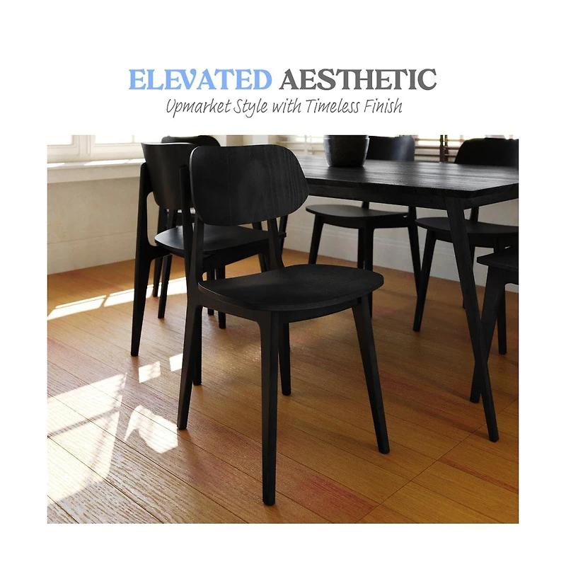 Emma+Oliver Gentry Set Of 2 Solid Wood Dining Chairs With Curved Oval Backrests