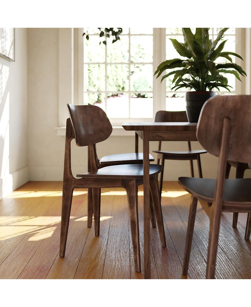 Emma+Oliver Gentry Set Of 2 Solid Wood Dining Chairs With Curved Oval Backrests