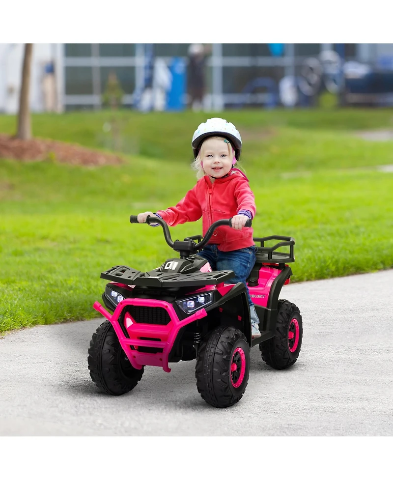 Qaba 12V Kids Atv, 4 Wheeler with Spring Suspension, Storage,