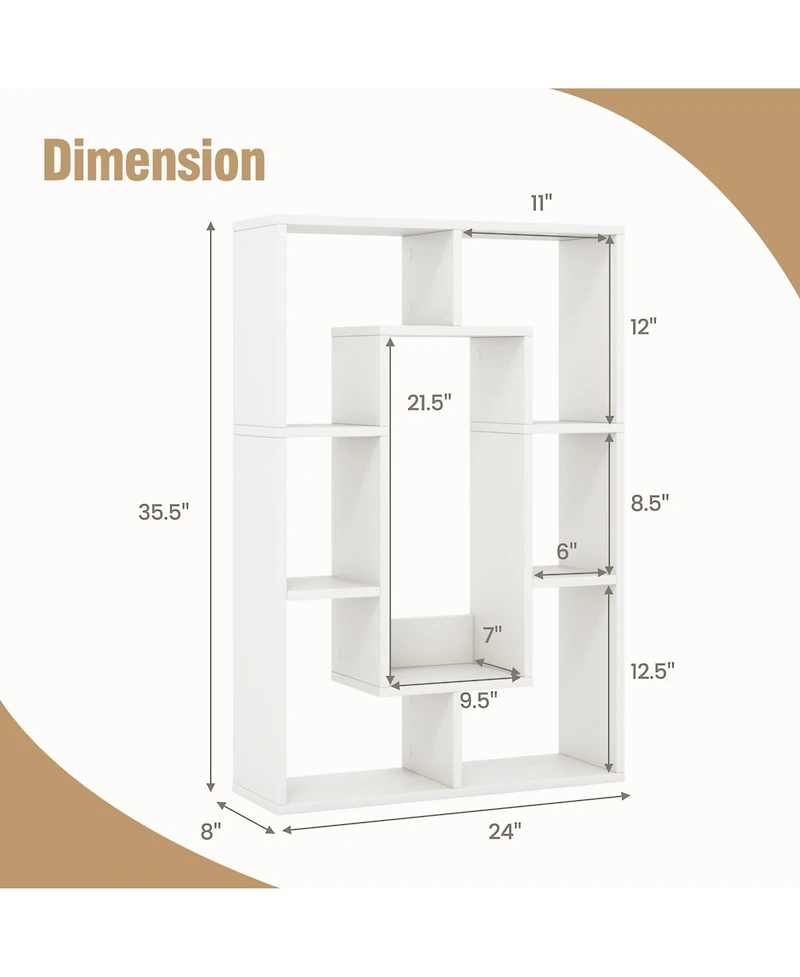 Gouun 7-Cube Geometric Bookshelf Modern Decorative Open Bookcase