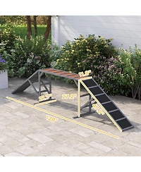 PawHut Dog Agility Equipment Ramp with Safety Bar, Non-slip Surface,