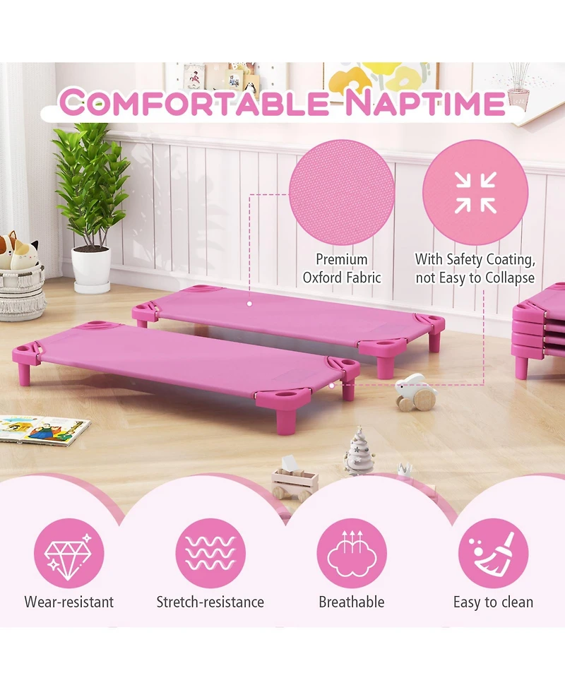 Gouun Kids Stackable Daycare Cot Pack of 6 with Detachable Oxford Cloth