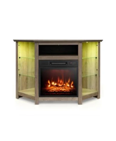 Gouun Fireplace Corner Tv Stand With Led Lights Smart App Control For 50 Inches Tv