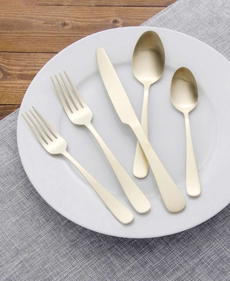 Kitchinox Alton Bay Gold Satin 45-Pc. Flatware Set, Service for 8