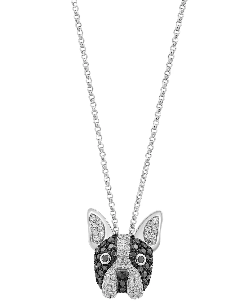 Effy White Diamond (1/5 ct. t.w.) & Black Diamond (1/4 ct. t.w.) Pendant 18" Necklace in 14k White Gold