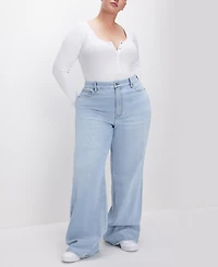 Good American Women's Skate High-Rise Wide-Leg Jeans