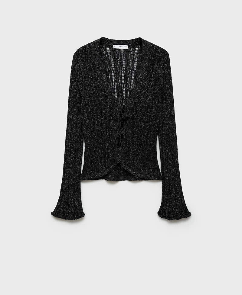 Mango Women's Bows Detail Lurex Cardigan