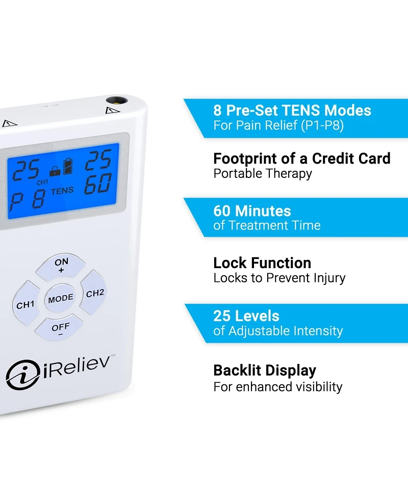 iReliev Tens Unit for Back Pain, Knee Pain, and Pain Management