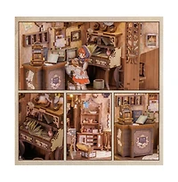 Cutebee Diy Book Nook Kit with Led Light Dust Cover Bookshelf Diy Miniature Kit Booknook Bookend Stand Bookcase Decor Alley (Rose Detective Agency