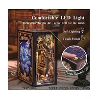 Cutebee Diy Book Nook Kit Diy Dollhouse Miniature House Booknook Bookshelf Insert Decor Bookends Model Build-Creativity Gift Kit (Nebula Common Room