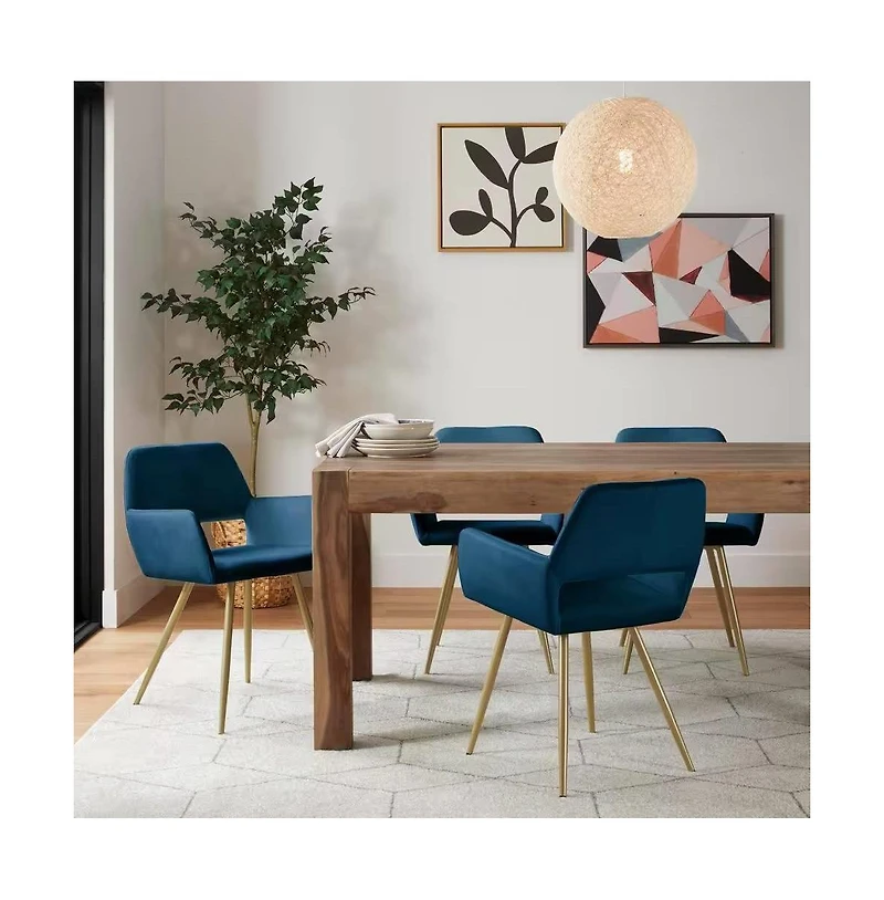 Slickblue Set of 2 Modern Velvet Upholstered Dining Chair with Metal Legs