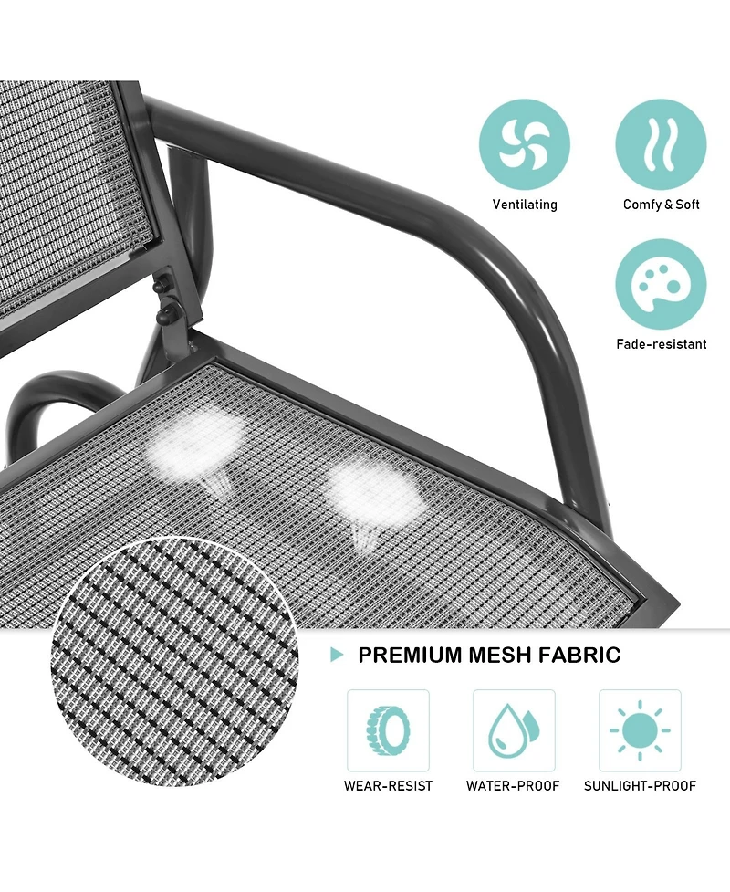 Gouun Outdoor Single Swing Glider Rocking Chair with Armrest