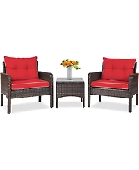 Slickblue 3-Piece Pe Rattan Outdoor Dining Patio Furniture Set with Cushions
