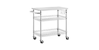 Mobile Kitchen Cart – Stainless Steel Top Island with 2-Tier Storage Shelves for Prep, Serving, and Organization