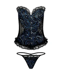 Adore Me Plus Auburn Boned Corset & G-String Set