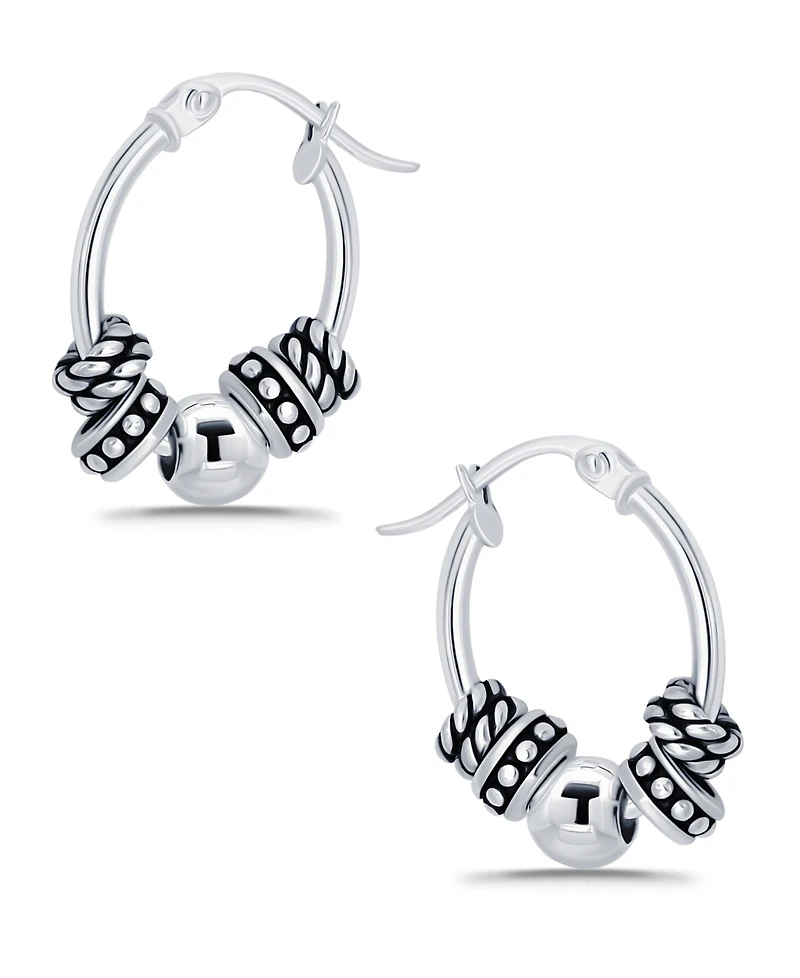 Macy's Oxidized Beads Oval Click Top Hoop Earrings