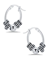 Macy's Oxidized Beads Oval Click Top Hoop Earrings