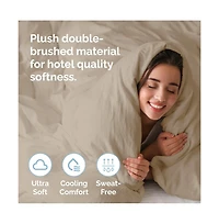 Premium Microfiber Duvet Cover Set - Queen Cream
