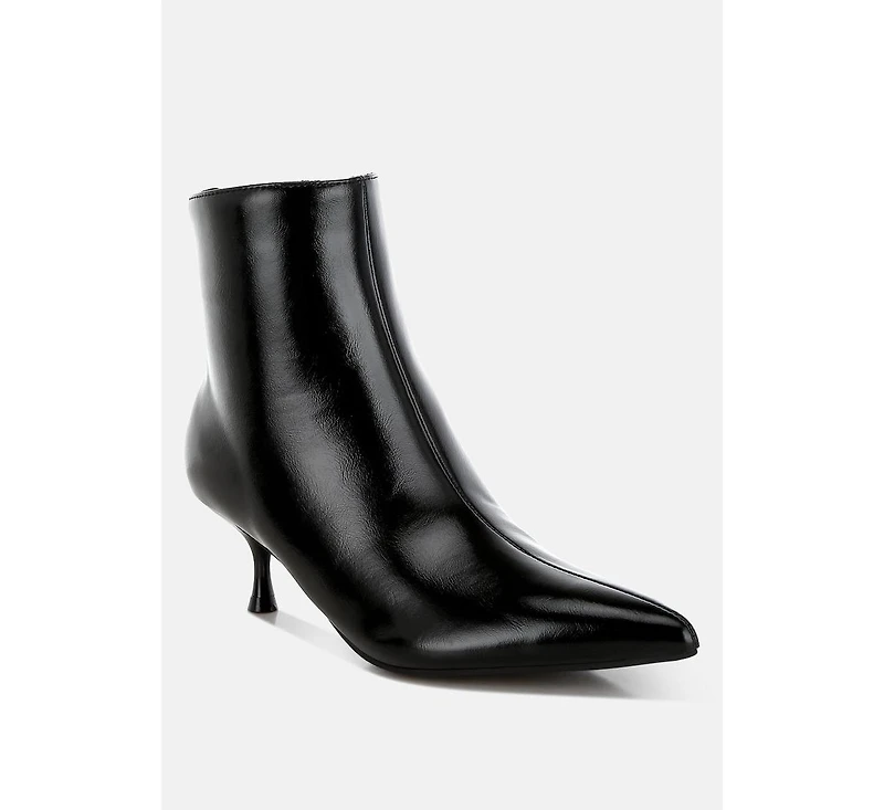 Thymus Faux Leather Kitten Heel Boots