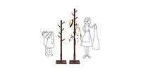 Slickblue Adjustable Height Mid-Century Modern Style Coat Rack in Wood Finish