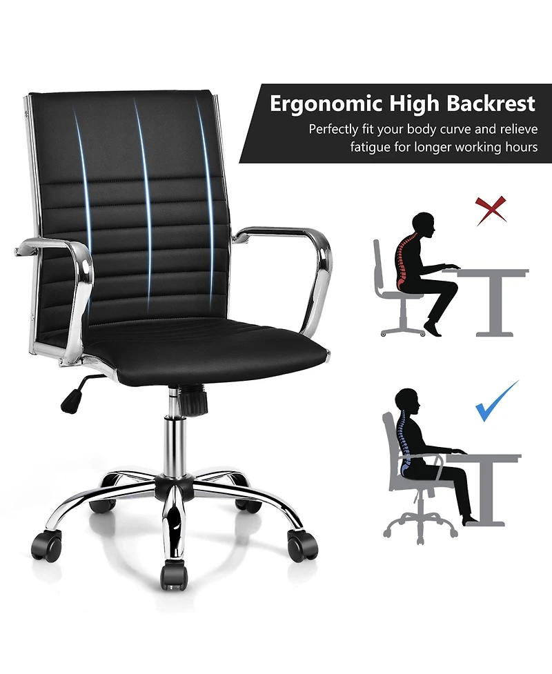 Gouun High Back Ribbed Office Chair with Armrests
